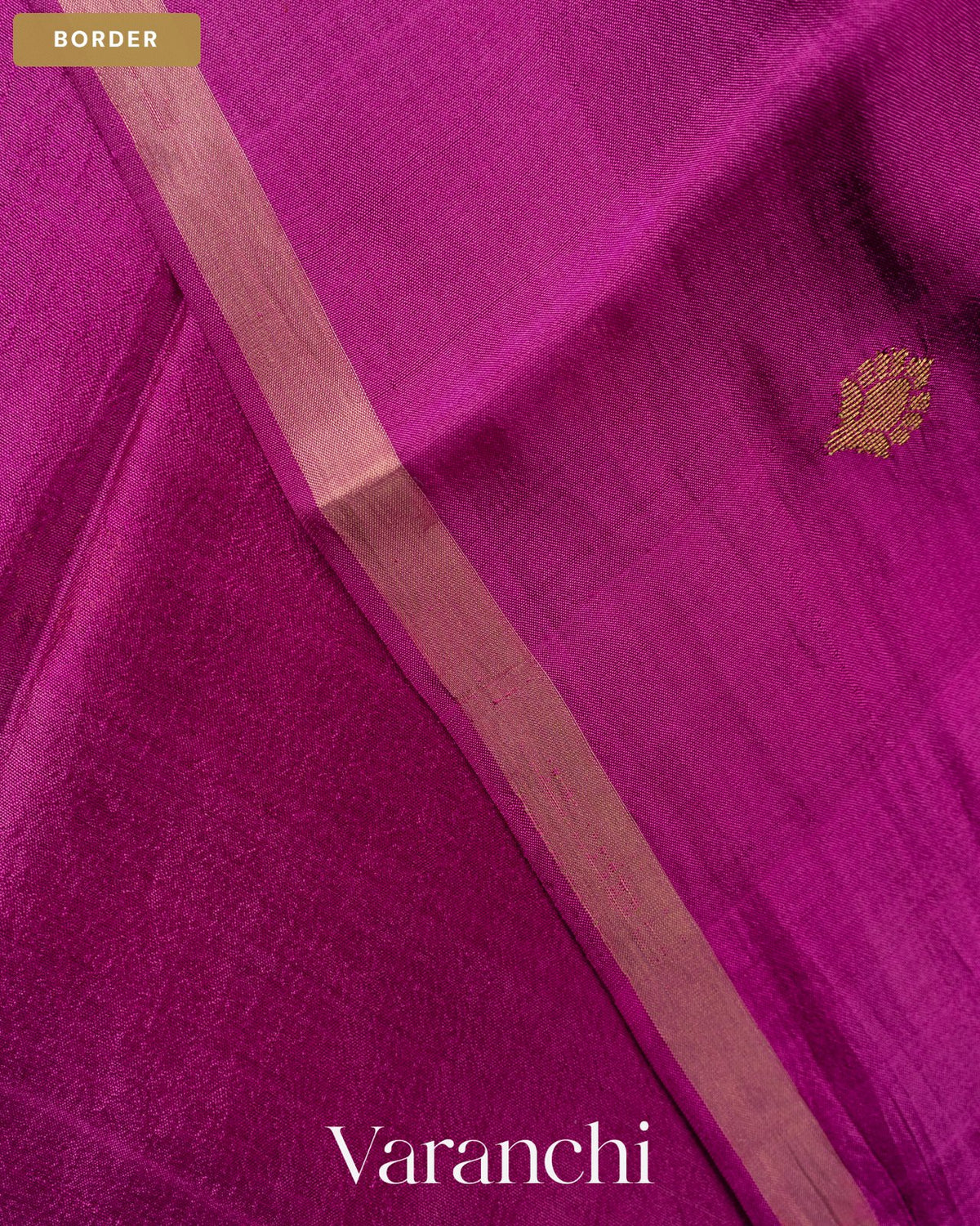 Deep Onion Pink Jamdani Pure Mulberry Silk Handloom Saree — Border