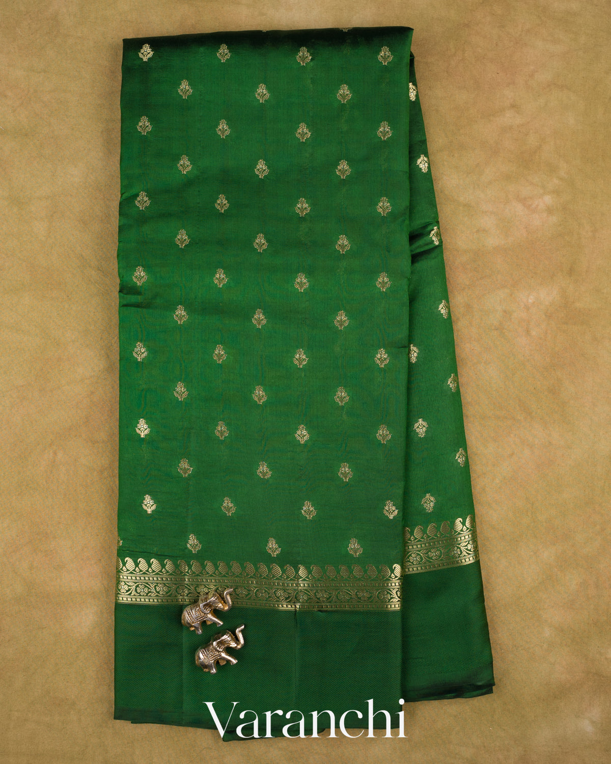 Bottle Green Pure Poona Silk Saree — Full Saree