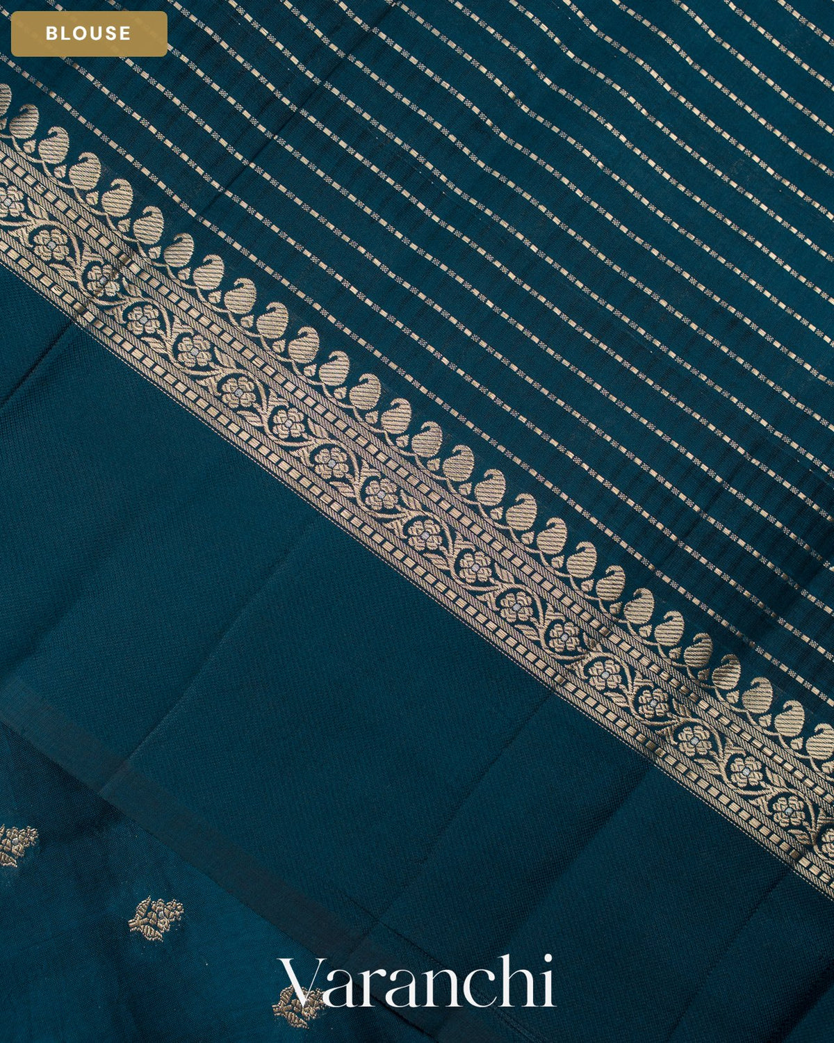 Navy Blue Pure Poona Silk Saree — Blouse