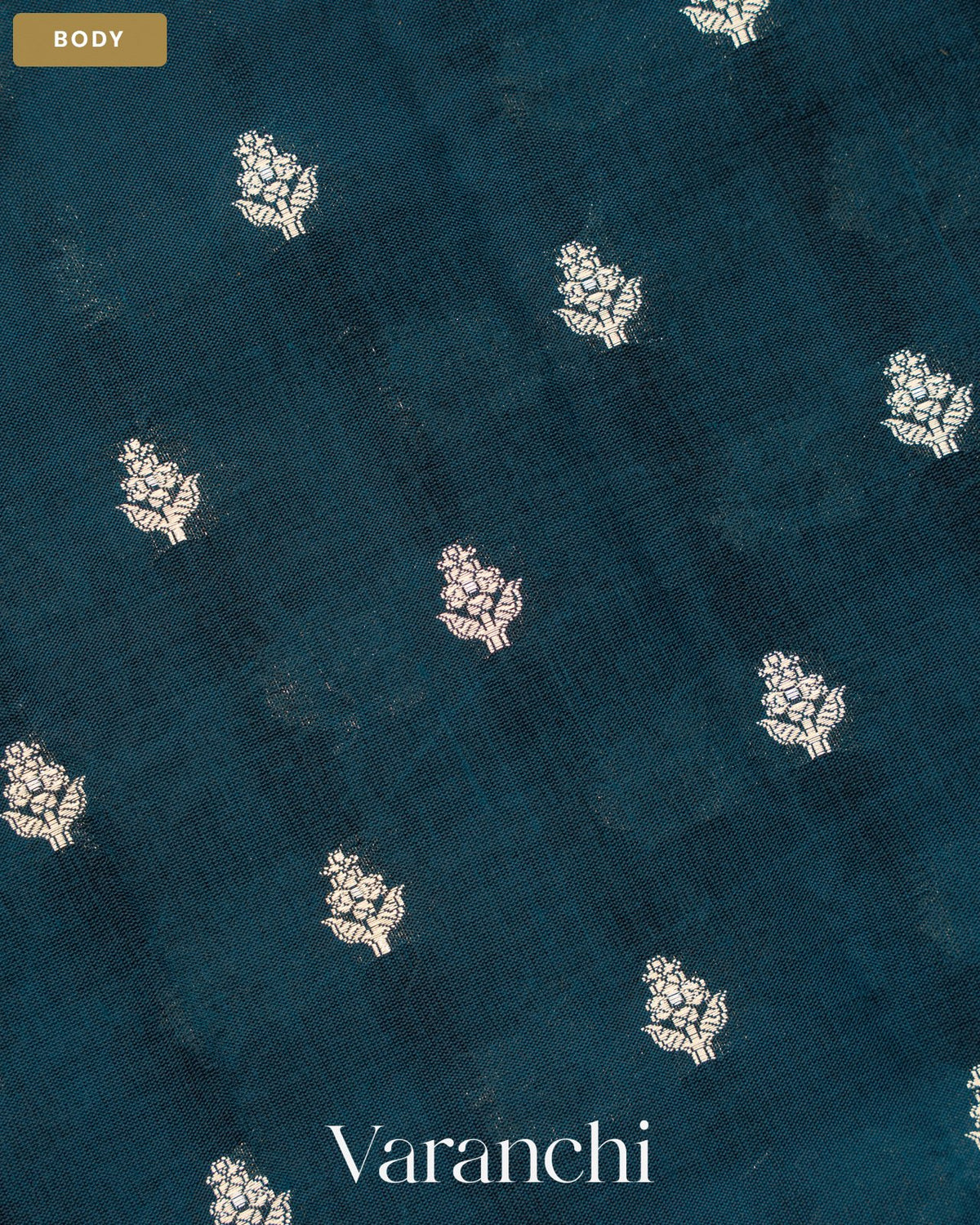 Navy Blue Pure Poona Silk Saree — Body