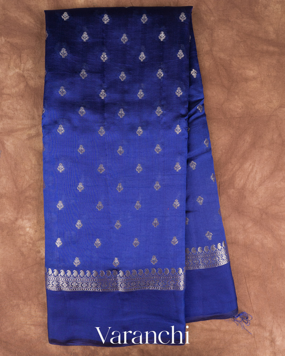 Sapphire Blue Pure Poona Silk Saree — Full Saree