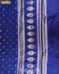 Sapphire Blue Pure Poona Silk Saree — Pallu