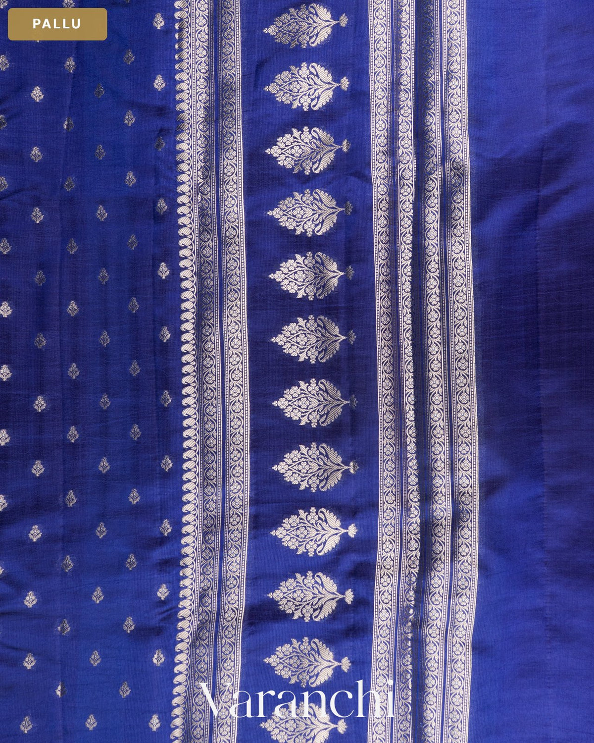 Sapphire Blue Pure Poona Silk Saree — Pallu