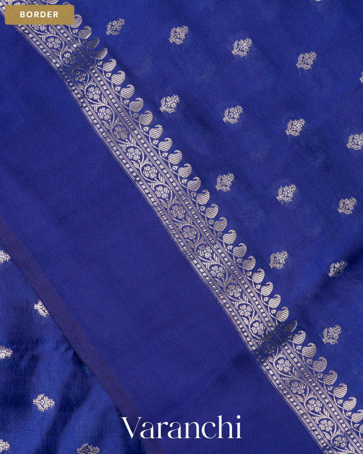 Sapphire Blue Pure Poona Silk Saree — Border