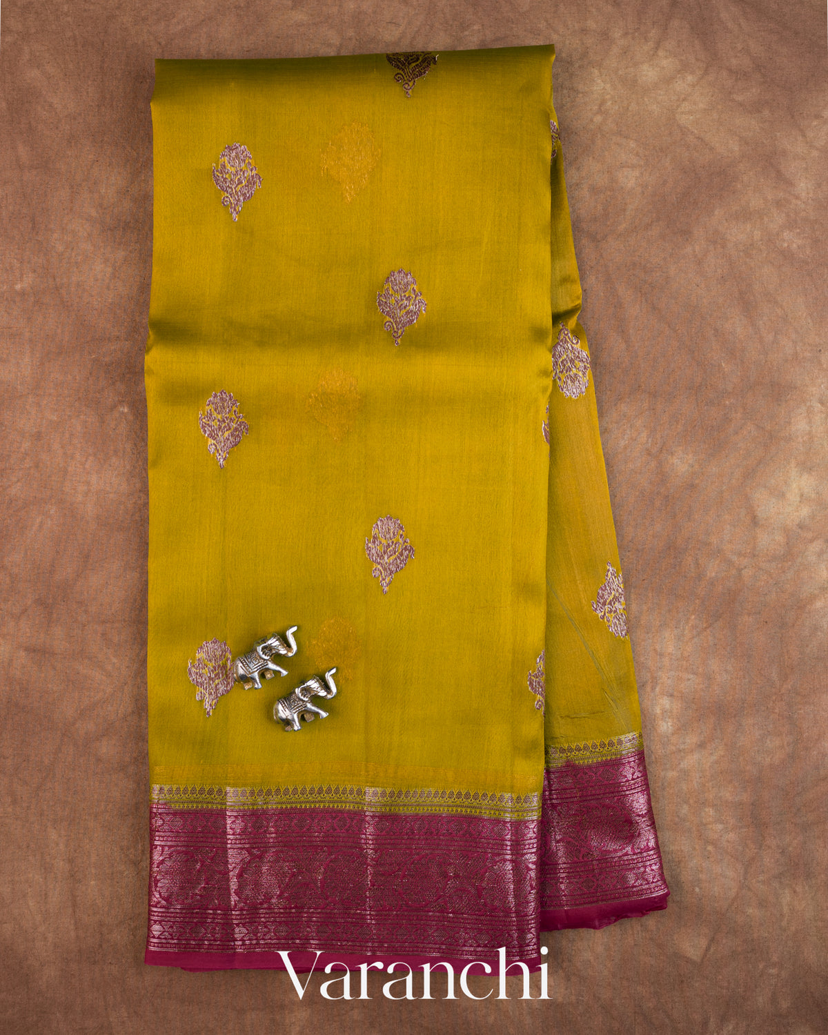 Mehendi Green Pure Kora Silk Handloom Saree — Full Saree