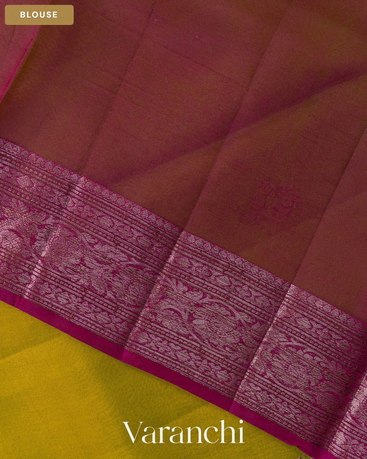 Mehendi Green Pure Kora Silk Handloom Saree — Blouse