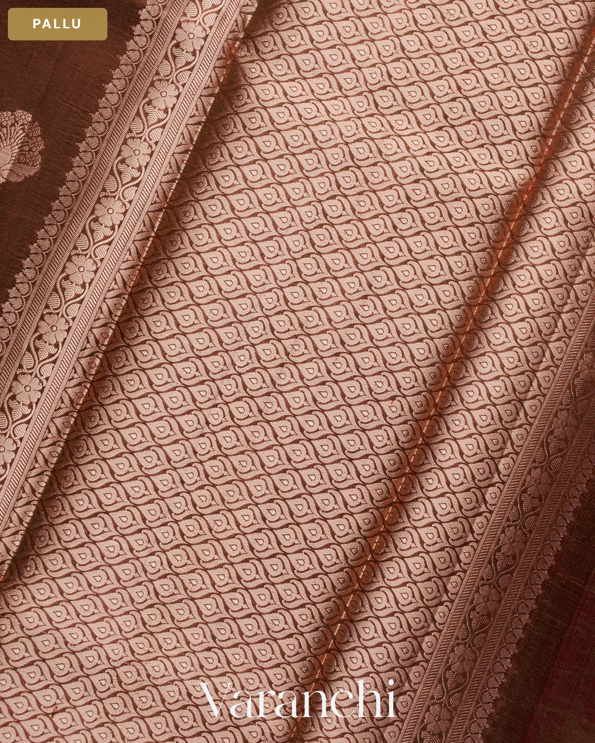Chocolate Brown Pure Poona Silk Saree — Pallu