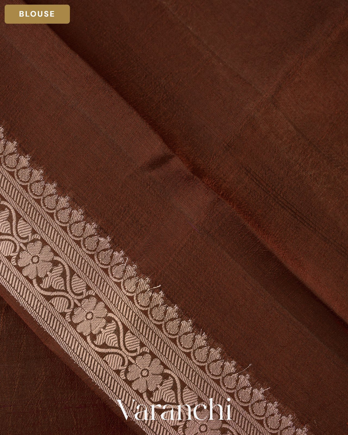 Chocolate Brown Pure Poona Silk Saree — Blouse