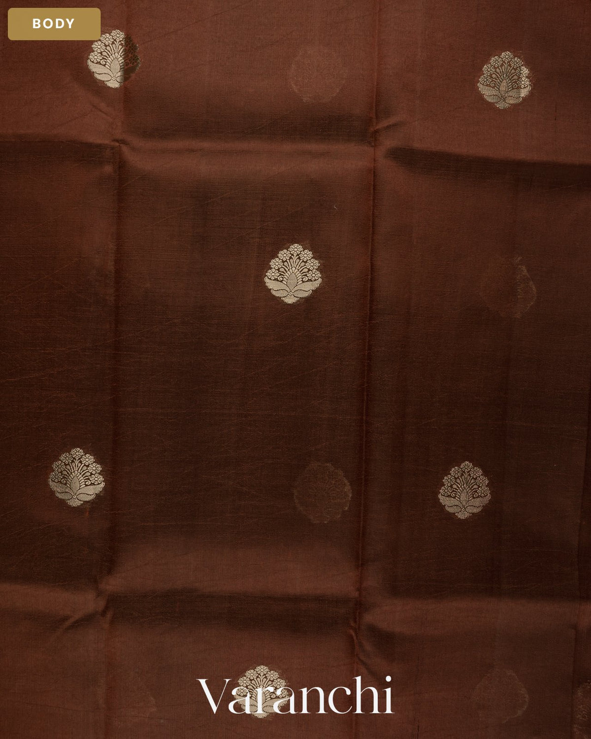 Chocolate Brown Pure Poona Silk Saree — Body