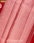 Bright Red Pure Poona Silk Saree — Pallu