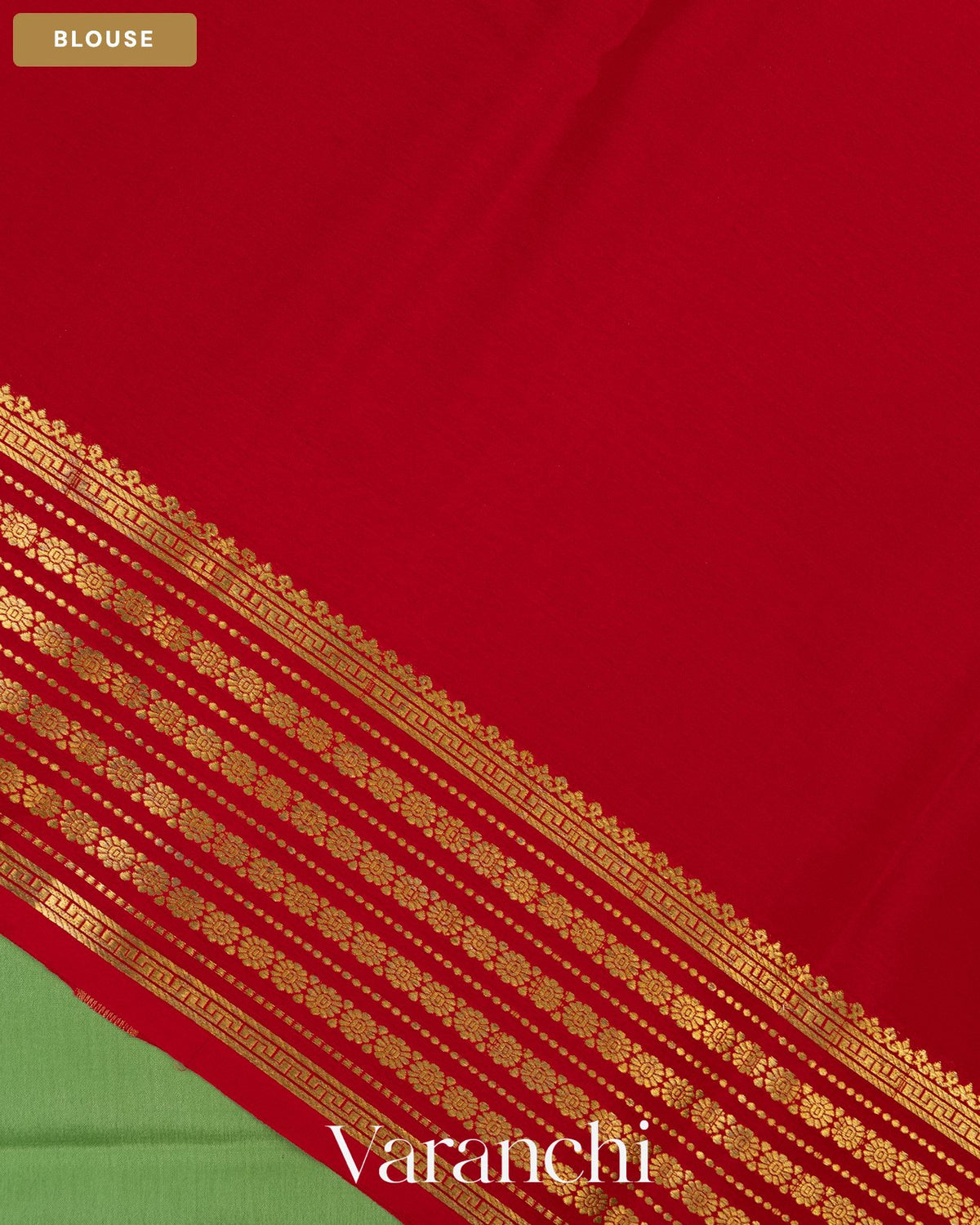 Pista Green Pure Mysore Crepe Silk Saree — Blouse