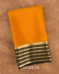 Mustard Yellow Pure Mysore Crepe Silk Saree — Folded