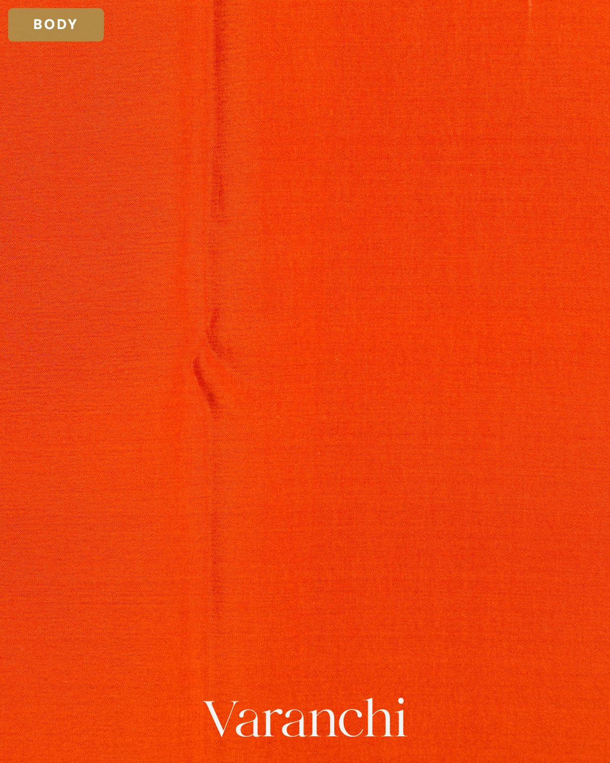 Bright Orange Floral Border Pure Mysore Crepe Silk Saree — Body