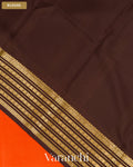 Bright Orange Floral Border Pure Mysore Crepe Silk Saree — Blouse