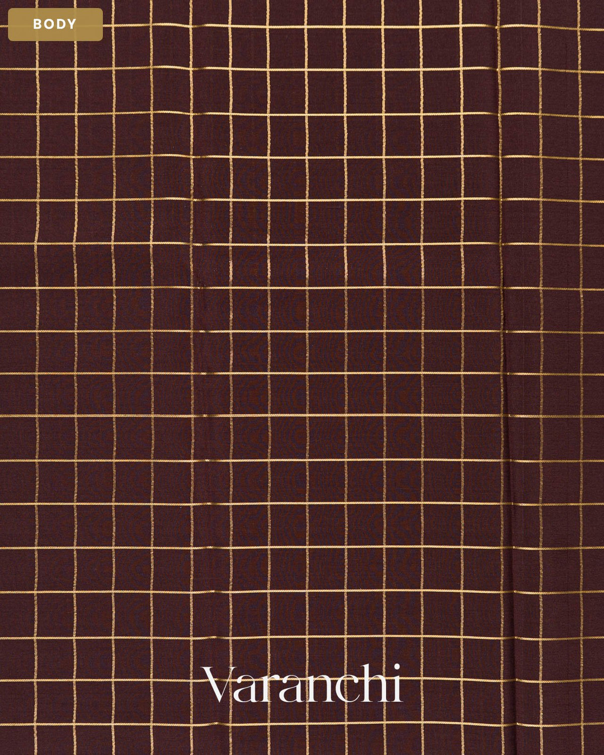 Coffee Brown Checkered Pure Mysore Crepe Silk Saree — Body