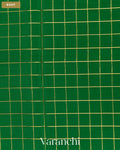 Bottle Green Checkered Pure Mysore Crepe Silk Saree — Body