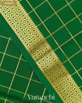 Bottle Green Checkered Pure Mysore Crepe Silk Saree — Border