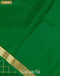 Bottle Green Checkered Pure Mysore Crepe Silk Saree — Blouse