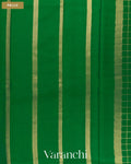 Bottle Green Checkered Pure Mysore Crepe Silk Saree — Pallu