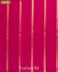 Rani Pink Checkered Pure Mysore Crepe Silk Saree — Pallu