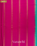 Turquoise Blue Pure Mysore Crepe Silk Saree — Pallu