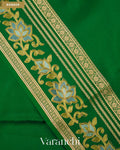 Bottle Green Floral Embroidered Pure Mysore Crepe Silk Saree — Border