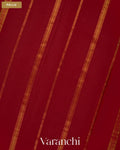 Maroon Floral Embroidered Pure Mysore Crepe Silk Saree — Pallu