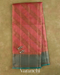 Onion Pink Lehariya Pure Tussar Silk Saree — Full Saree