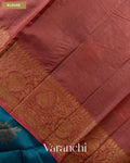 Teal Blue Pure Tussar Silk Saree — Blouse