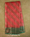 Chilly Red Lehariya Pure Tussar Silk Saree — Full Saree