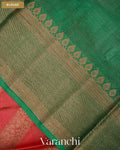 Chilly Red Lehariya Pure Tussar Silk Saree — Blouse