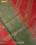 Chilly Red Lehariya Pure Tussar Silk Saree — Border