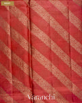 Chilly Red Lehariya Pure Tussar Silk Saree — Body