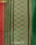 Coral Red Pure Tussar Silk Saree — Pallu