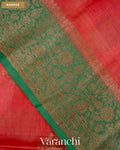 Coral Red Pure Tussar Silk Saree — Border