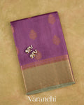 Violet Purple Pure Tussar Silk Saree — Folded