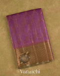 Violet Purple Jaal Pure Tussar Silk Saree — Folded