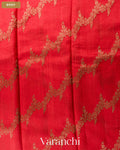 Chilly Red Lehariya Pure Raw Silk Handloom Saree — Body
