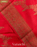 Chilly Red Lehariya Pure Raw Silk Handloom Saree — Border