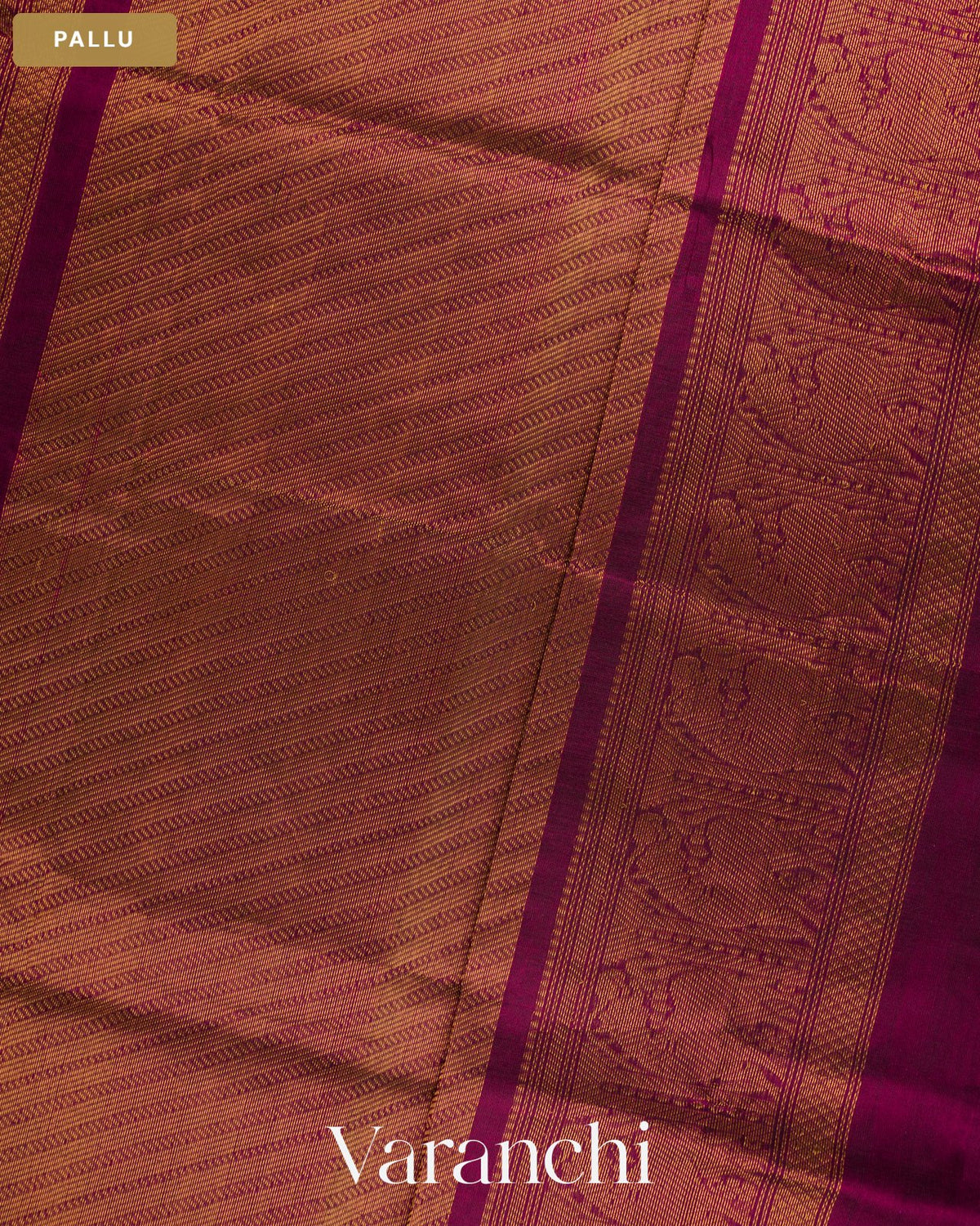 Wine Pure Kanchipuram Silk Cotton Handloom Saree — Pallu