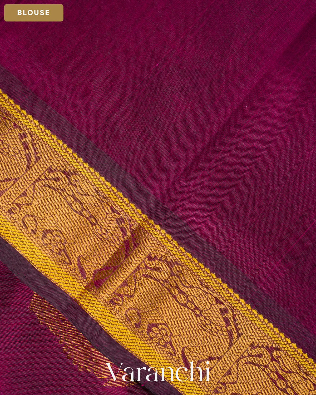 Wine Pure Kanchipuram Silk Cotton Handloom Saree — Blouse
