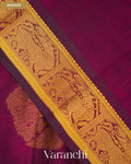 Wine Pure Kanchipuram Silk Cotton Handloom Saree — Border