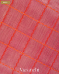 Blush Pink Checkered Pure Kanchipuram Silk Cotton Handloom Saree — Body