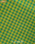 Peacock Blue and Yellow Pure Kanchipuram Silk Cotton Handloom Saree — Body