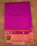 Deep Magenta Checkered Pure Kanchipuram Silk Cotton Handloom Saree — Full Saree