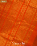 Bottle Green Checkered Pure Kanchipuram Silk Cotton Handloom Saree — Pallu