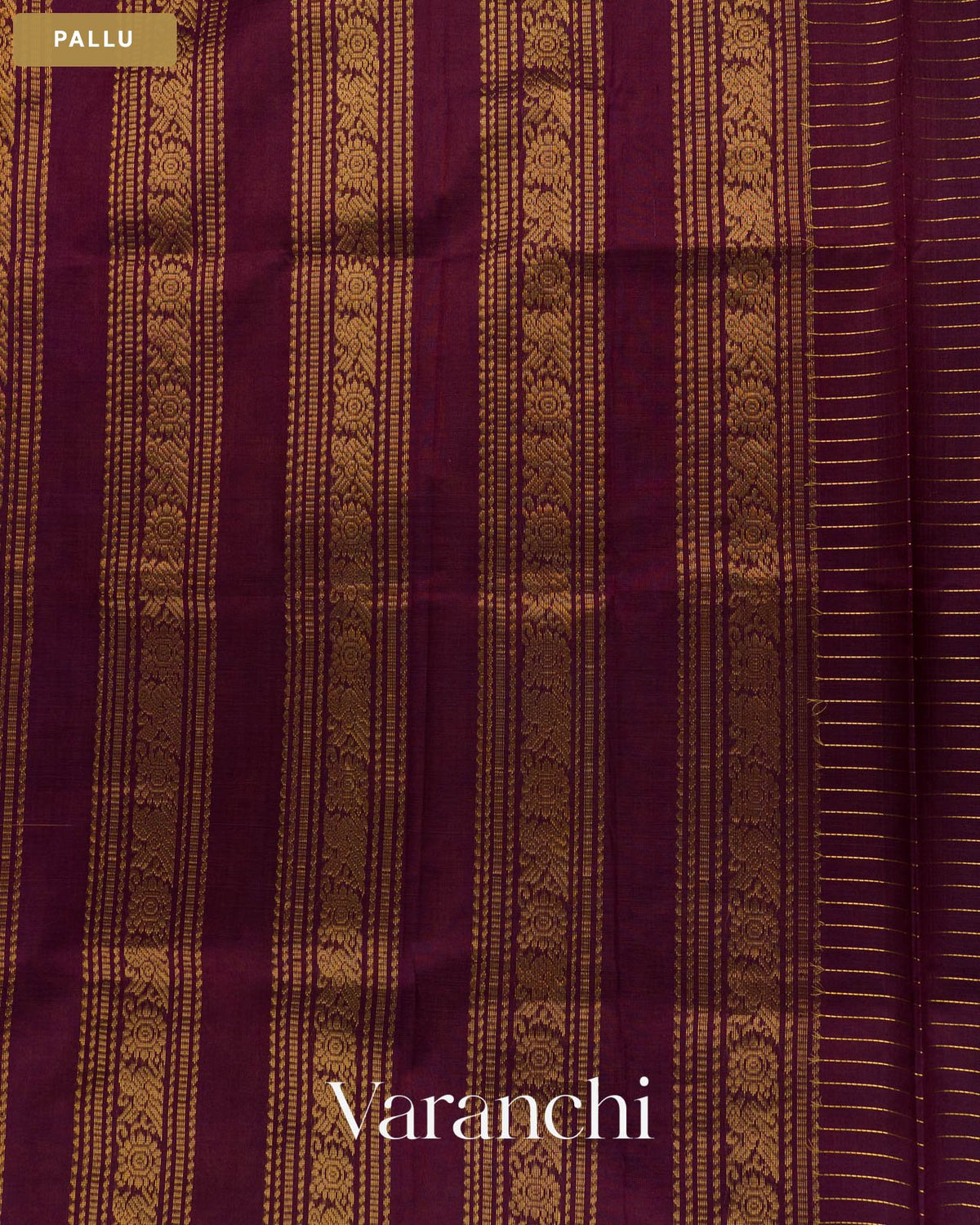 Mustard Yellow Checks Pure Kanchipuram Silk Cotton Handloom Saree — Pallu