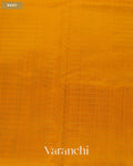 Mustard Yellow Checks Pure Kanchipuram Silk Cotton Handloom Saree — Body
