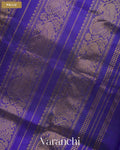 Deep Sea Green Checkered Pure Kanchipuram Silk Cotton Handloom Saree — Pallu