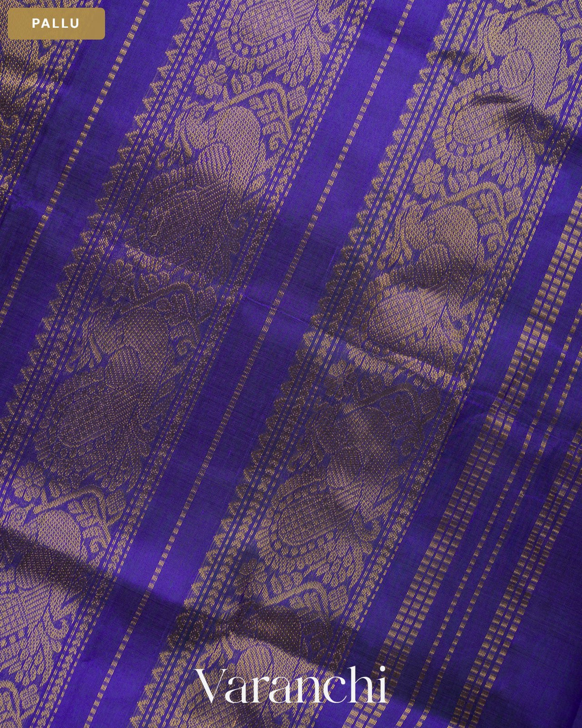 Deep Sea Green Checkered Pure Kanchipuram Silk Cotton Handloom Saree — Pallu